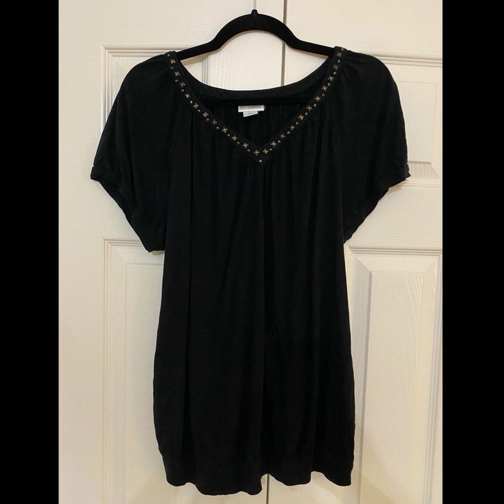 Black studded Motherhood Maternity Large shirt.